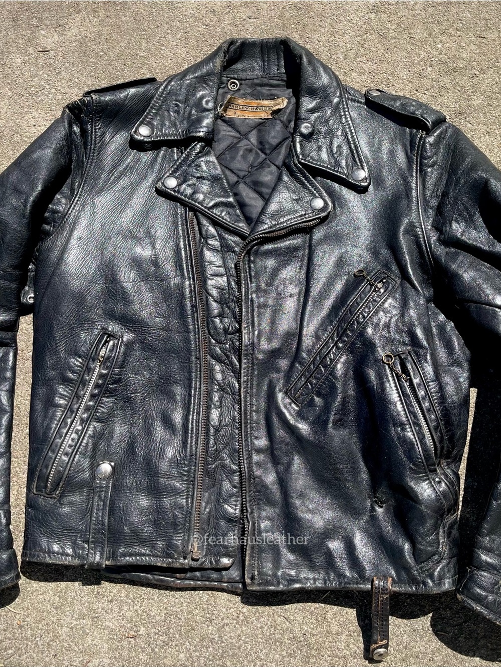 60s Thrashed Distressed Harley Davidson Cycle Champ Biker Moto Jacket Vintage